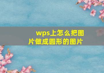 wps上怎么把图片做成圆形的图片