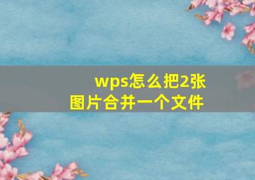 wps怎么把2张图片合并一个文件