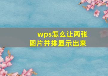 wps怎么让两张图片并排显示出来