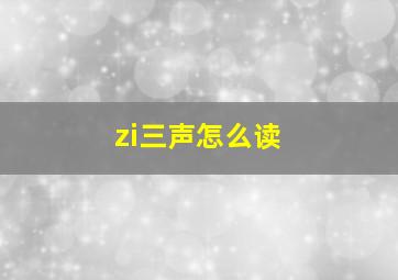 zi三声怎么读