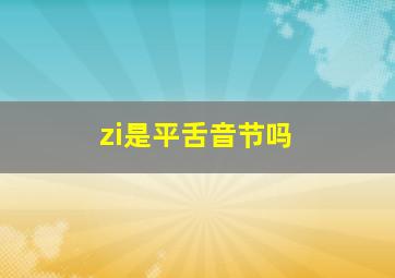 zi是平舌音节吗