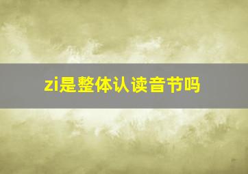 zi是整体认读音节吗