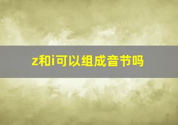 z和i可以组成音节吗