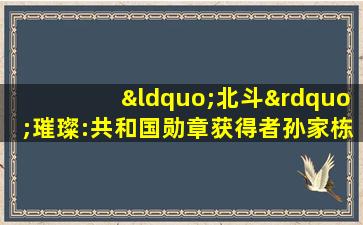 “北斗”璀璨:共和国勋章获得者孙家栋的故事