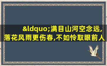 “满目山河空念远,落花风雨更伤春,不如怜取眼前人”