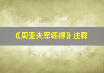 《周亚夫军细柳》注释