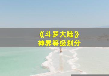 《斗罗大陆》神界等级划分