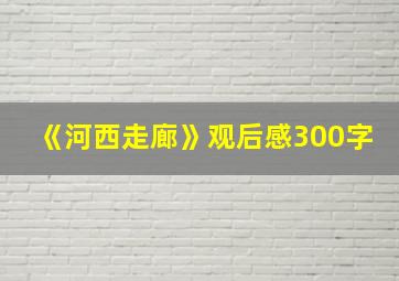 《河西走廊》观后感300字