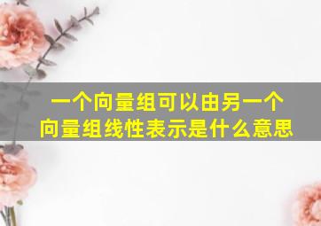 一个向量组可以由另一个向量组线性表示是什么意思