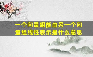 一个向量组能由另一个向量组线性表示是什么意思