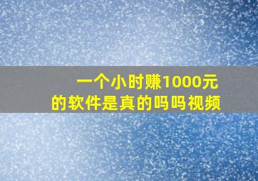 一个小时赚1000元的软件是真的吗吗视频