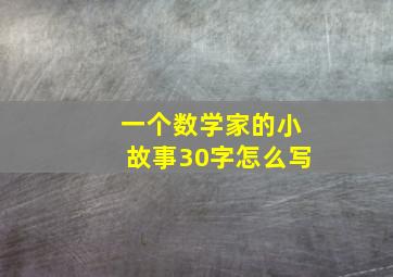 一个数学家的小故事30字怎么写