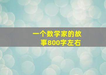 一个数学家的故事800字左右