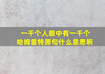 一千个人眼中有一千个哈姆雷特原句什么意思啊