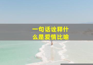 一句话诠释什么是爱情比喻