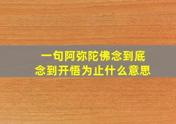 一句阿弥陀佛念到底念到开悟为止什么意思