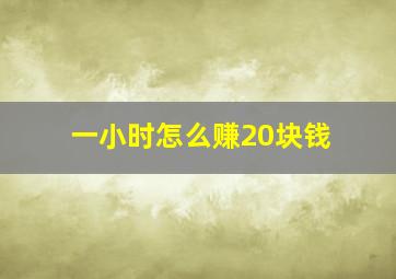 一小时怎么赚20块钱