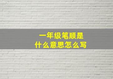 一年级笔顺是什么意思怎么写