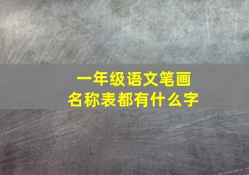 一年级语文笔画名称表都有什么字