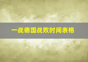 一战德国战败时间表格