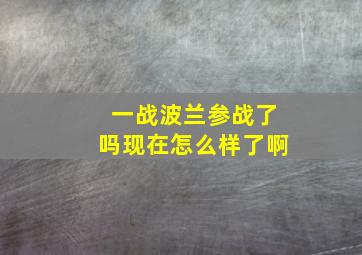 一战波兰参战了吗现在怎么样了啊