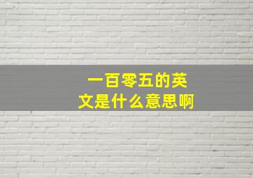 一百零五的英文是什么意思啊