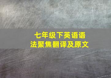 七年级下英语语法聚焦翻译及原文