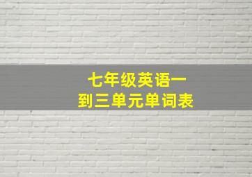 七年级英语一到三单元单词表