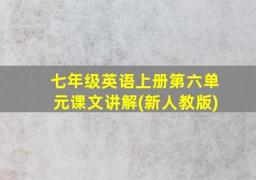 七年级英语上册第六单元课文讲解(新人教版)