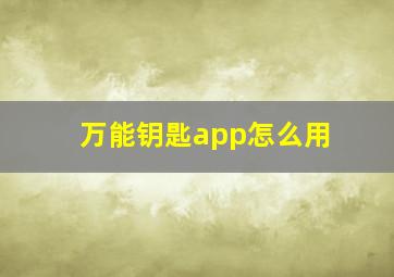 万能钥匙app怎么用