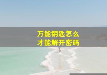 万能钥匙怎么才能解开密码