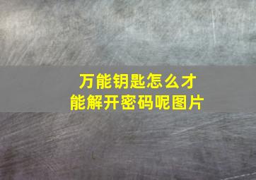 万能钥匙怎么才能解开密码呢图片