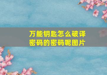 万能钥匙怎么破译密码的密码呢图片