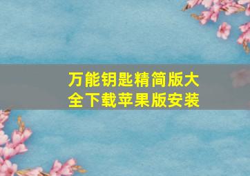 万能钥匙精简版大全下载苹果版安装