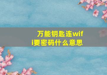 万能钥匙连wifi要密码什么意思