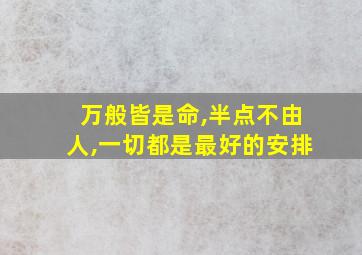 万般皆是命,半点不由人,一切都是最好的安排