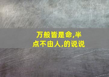 万般皆是命,半点不由人,的说说