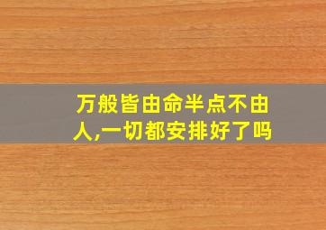 万般皆由命半点不由人,一切都安排好了吗