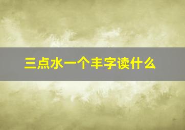 三点水一个丰字读什么