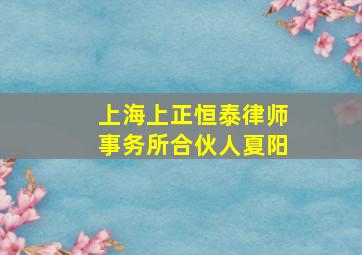 上海上正恒泰律师事务所合伙人夏阳