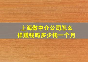 上海做中介公司怎么样赚钱吗多少钱一个月