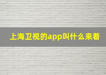 上海卫视的app叫什么来着