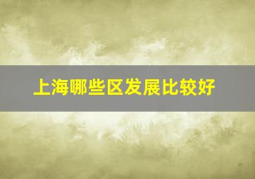 上海哪些区发展比较好