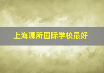 上海哪所国际学校最好