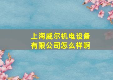 上海威尔机电设备有限公司怎么样啊