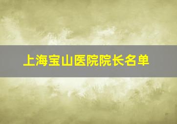 上海宝山医院院长名单