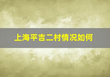 上海平吉二村情况如何