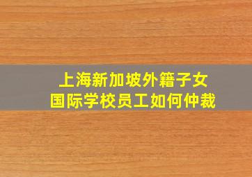 上海新加坡外籍子女国际学校员工如何仲裁