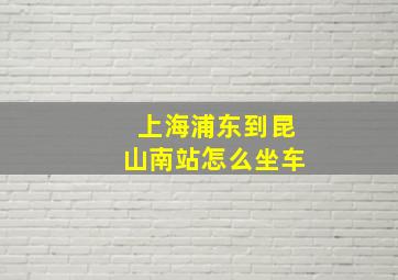 上海浦东到昆山南站怎么坐车