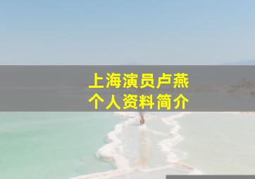 上海演员卢燕个人资料简介